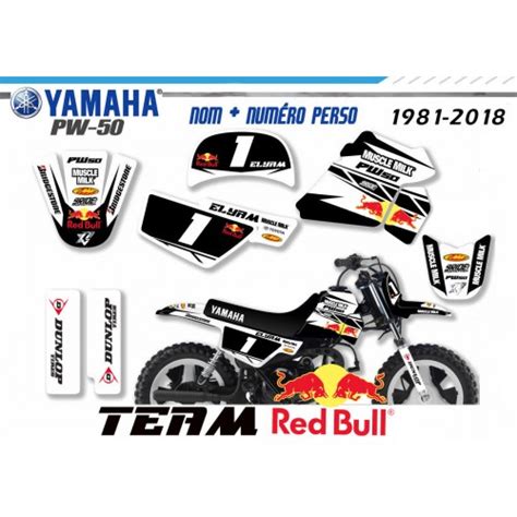 Decografix Vous Propose Un KIT DECO YAMAHA PW50 Red Bull Couleur Noms