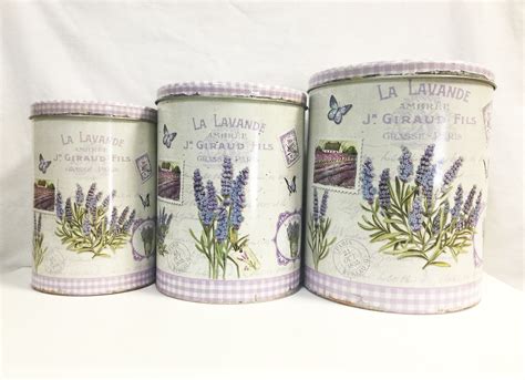 Lavender Tin Canister Set Of 3 190 1104 Kracwholesale