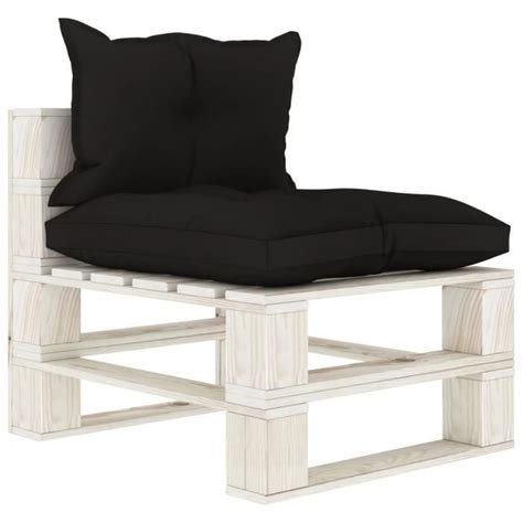 Hen Canap De Milieu Palette De Jardin Avec Coussins Noir Bois