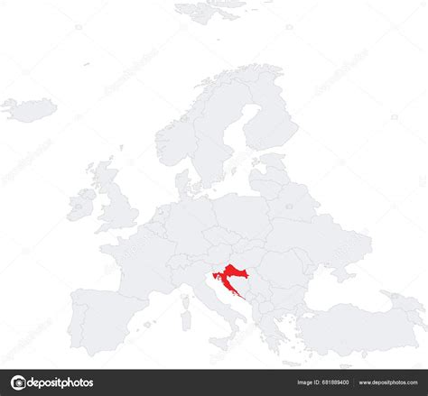 Red Cmyk National Map Croatia Gray Blank Political Map European Stock ...