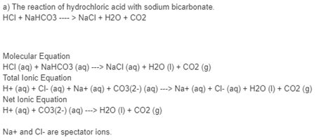 Chemical Equation Between Sodium Bicarbonate And Hydrochloric Acid Tessshebaylo