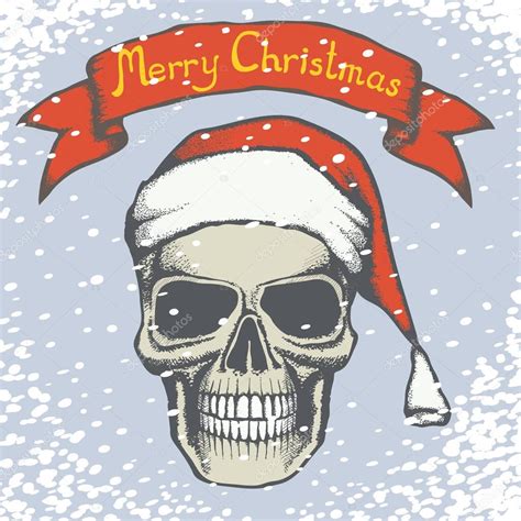 Skull In Santa Hat Stock Vector Leedsn