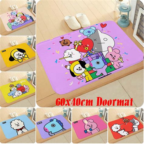 Welcome Door Mats Entrance Mat Popular Cartoons Bt21 Pattern Kitchen