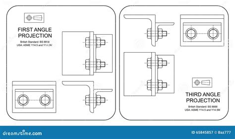 Third Angle Orthographic Projection Vector Illustration | CartoonDealer.com #65846342