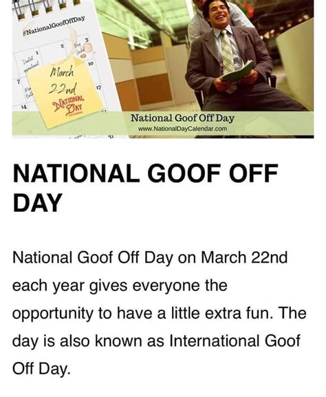 National Goof Off Day March National Goof Off Day National Goof