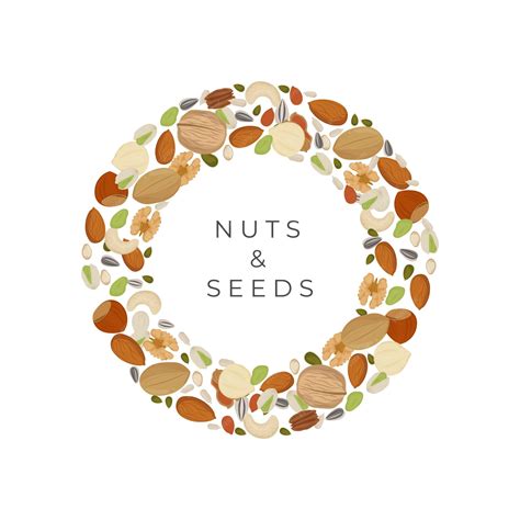 Иллюстрация логотипа сухие орехи и семена круг фон | Премиум векторы