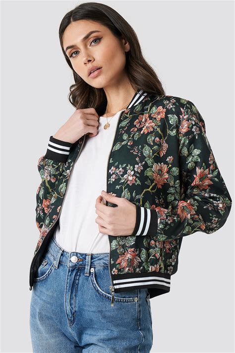 Dark Floral Bomber Jacket Multicolor Na Kd