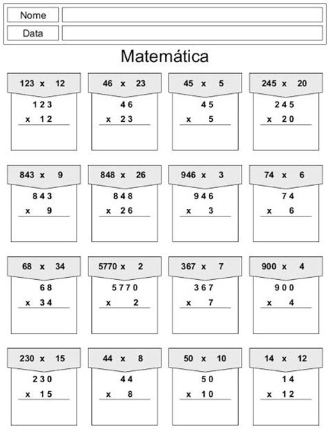 Atividades De Matem Tica Ano Multiplica O E Divis O Toda Atual