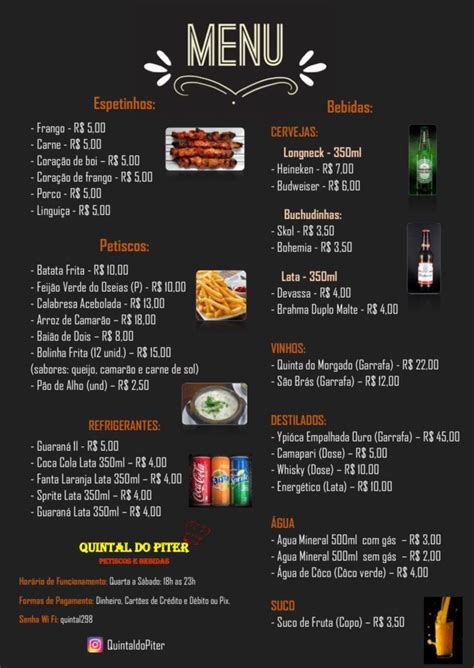 Menu Em Quintal Do Piter Pub Bar Fortaleza