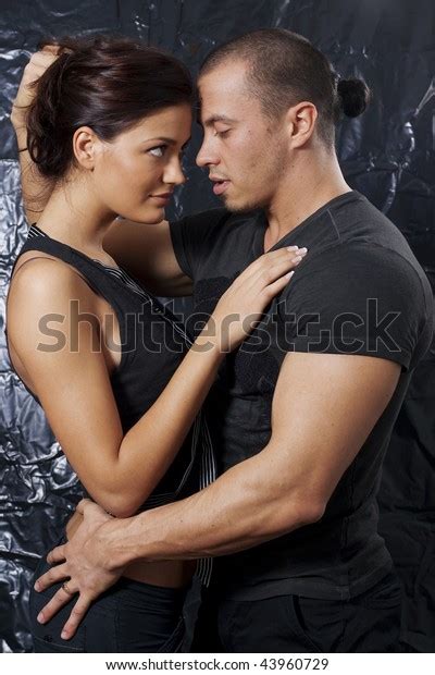 Loving Affectionate Nude Heterosexual Couple Shower Stock Photo