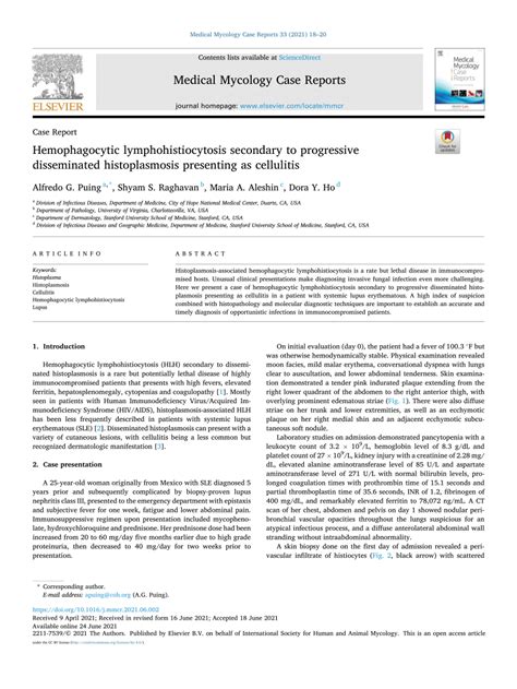 PDF Hemophagocytic Lymphohistiocytosis Secondary To Progressive