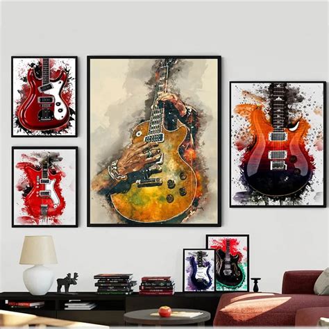 Touteladeco Toile Musique Guitare Electrique Décoration Murale