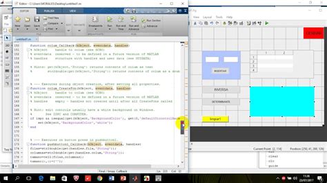 GUI EN MATLAB Para Determinar La Inversa Y Determinate De Una Matriz