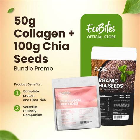 Ecobites Chia Seed 100g And Collagen Powder Bovine Unflavored 50g