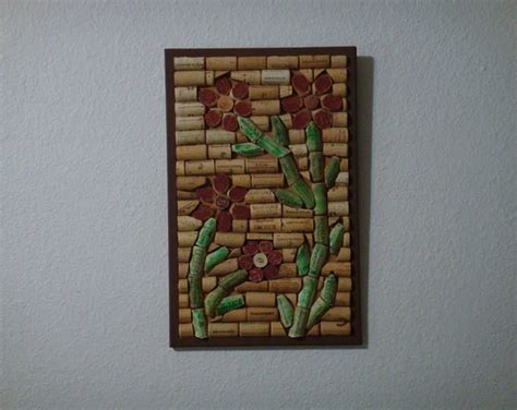 Flower and Wine Cork Art Wall Hanging