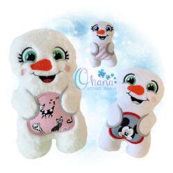 Chubby Snowman Stuffie Embroidery Design Ohana Applique Designs