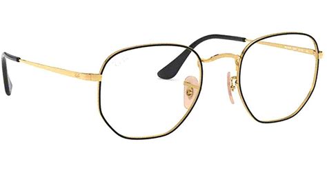 Ray-Ban Hexagonal Black And Gold Eyeglasses for Men - Lyst