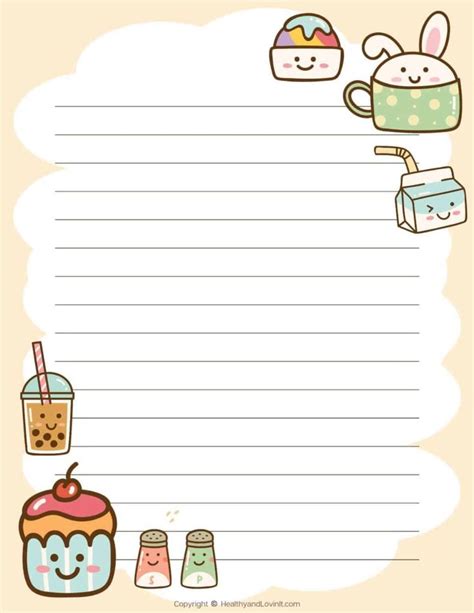 Free Kawaii Printable Stationery - Lots of Cute Lined Paper! - Healthy ...