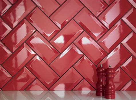 Johnson S Bevel Edge Brick Ceramic Wall Tiles Red 200x100mm Sold