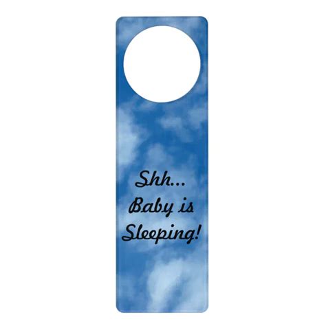 Shh Baby Is Sleeping Partly Cloudy Door Hanger Zazzle