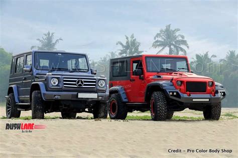 Mahindra Thar modified with parts inspired from Jeep Wrangler