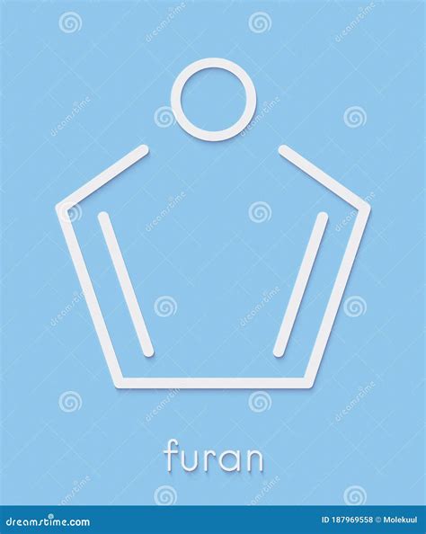 Furan Heterocyclic Aromatic Molecule Skeletal Formula Stock