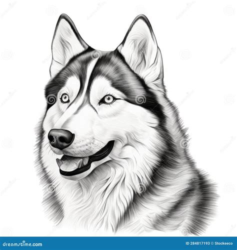 Immagine Vivace Di Un Husky Siberiano In Bianco E Nero Illustrazione Di