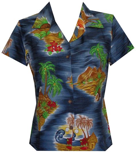 Hawaiian Shirt Women Scenic Flower Print Aloha Beach Blouse Ebay