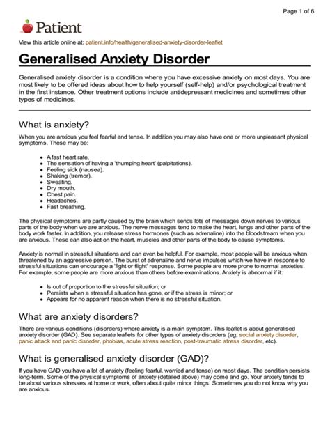 Generalised Anxiety Disorder