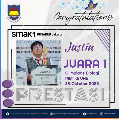 Prestasi Peserta Didik SMAK 1 PENABUR JAKARTA Meraih Juara 1 Lomba