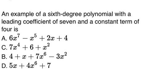 An Example Of A Sixth Degree Polynomial With A Leading Coefficient Of