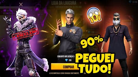 CHEGOU PEGUEI TUDO DO EVENTO LOJA DA LOUCURA FREE FIRE 90 DE