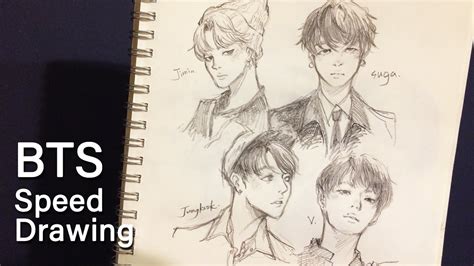 Bts Anime Drawing At Paintingvalley Explore Collection Of Bts