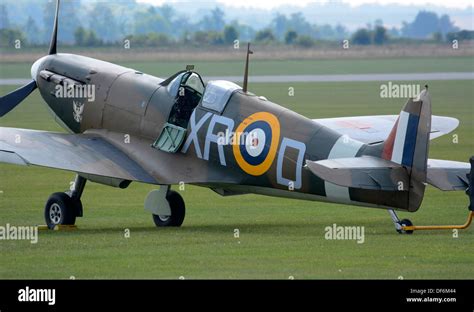 Supermarine Spitfire Raf Fighter Of Ww2 On Old Wartime Fighter Airfield