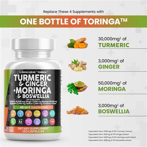 Turmeric Curcumin 30000mg Ginger 3000mg Moringa 50000mg Boswellia