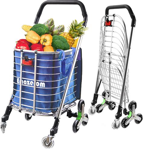 Buy Upgraded Folding Shopping Carts For Groceries Large Portable