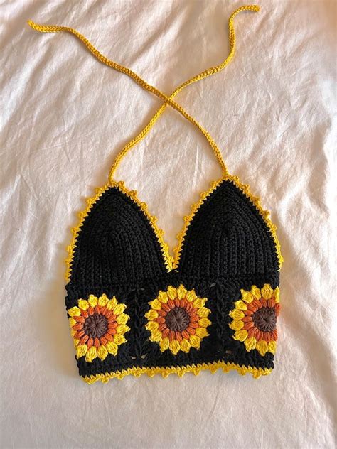 Sunflower Top Made To Order Etsy En 2024 Tricot Et Crochet Idées