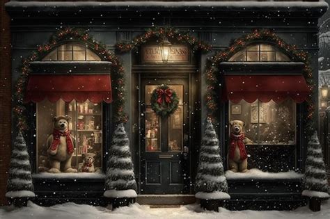 Premium AI Image | A storefront with a christmas tree and a sign that says'christmas