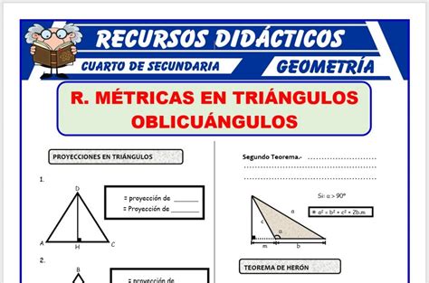 Relaciones Métricas en Triángulos Oblicuángulos para Cuarto Grado