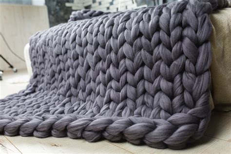 Chunky Knit Blanket. Merino Wool Yarn Blanket. Knit Blanket. - Etsy