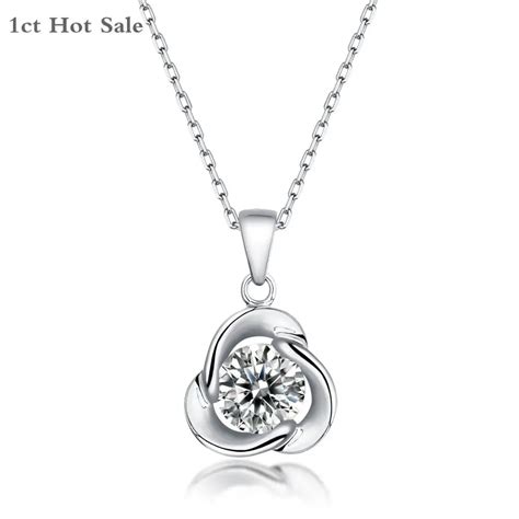 1ct 925 Silver Moissanite Necklace D Vvs1 Diamond Test Passed Jewelry Engagement Elegant Wedding