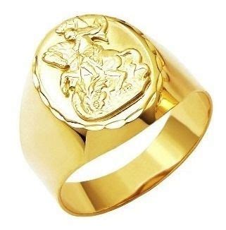 Anel Masculino São Jorge em Ouro 18K Oval Grande K700 Masculino Anéis