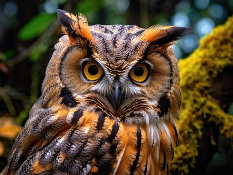 premium ai image  owl  yellow eyes