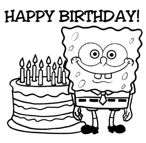 Buon Compleanno SpongeBob Da Colorare Scarica Stampa O Colora Subito