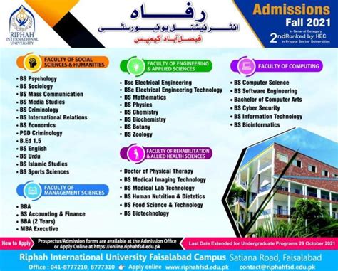 Riphah International University (Faisalabad Campus) Announced ...