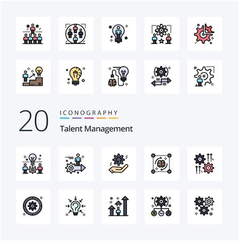 20 Talent Management Line Filled Color Icon Pack Like File Mind User