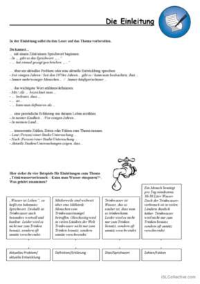 1 Trinkwasser Deutsch DAF Arbeitsblätter pdf doc