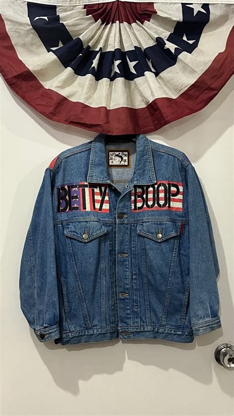 Vintage Betty Boop Denim Jacket Fesyen Wanita Pakaian Wanita Atasan