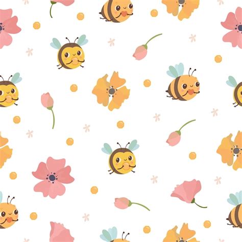 Patrones Sin Fisuras Con Abejas Y Flores Vector Gratis