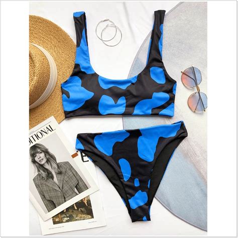 2021 High Waist Bathing Suits Push Up Sexy Cow Print Swimsuit Etsy